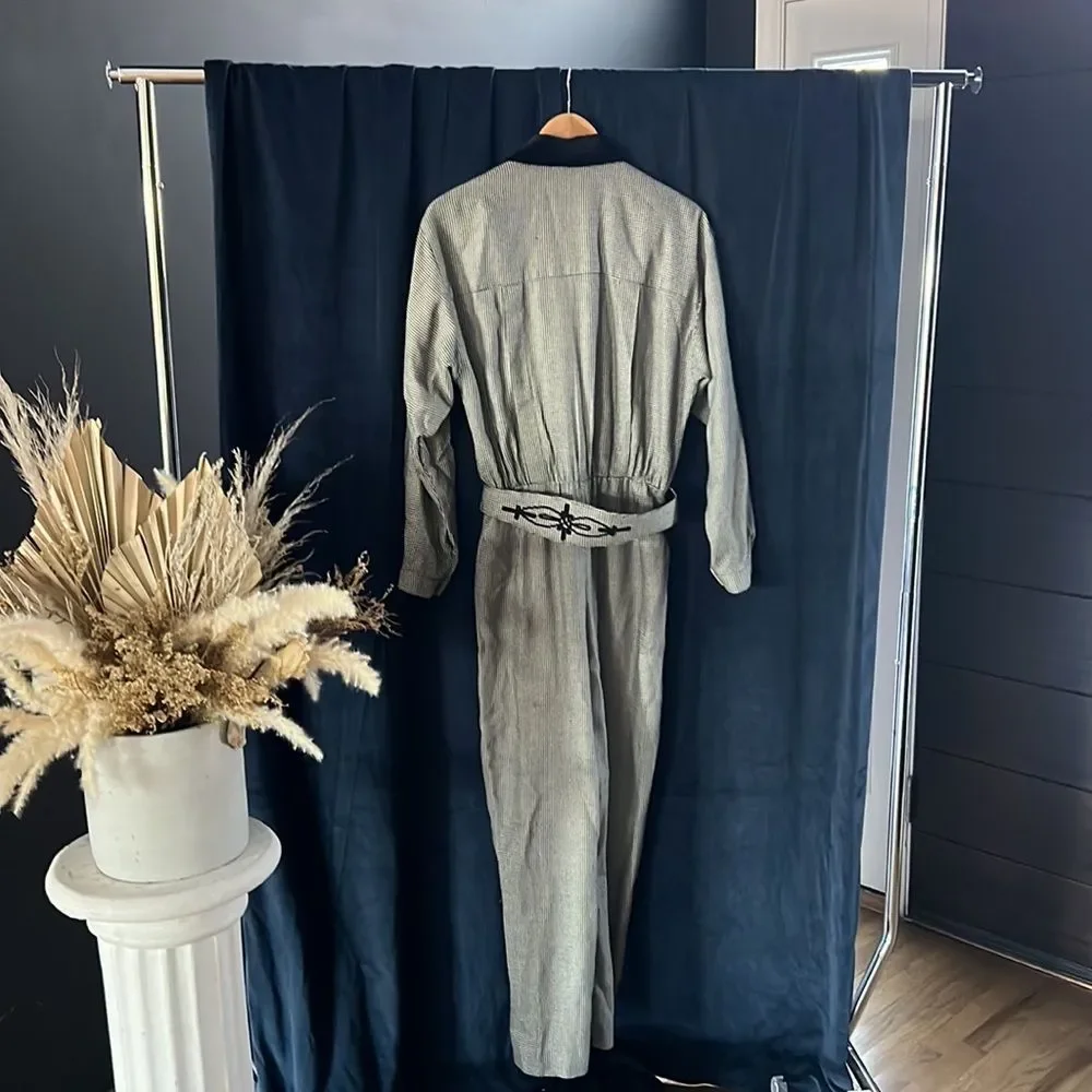 Vintage 80s Liz Claiborne Houndstooth Elegant Crossbody Romper, Size 10 (fits M) - Picture 2 of 7